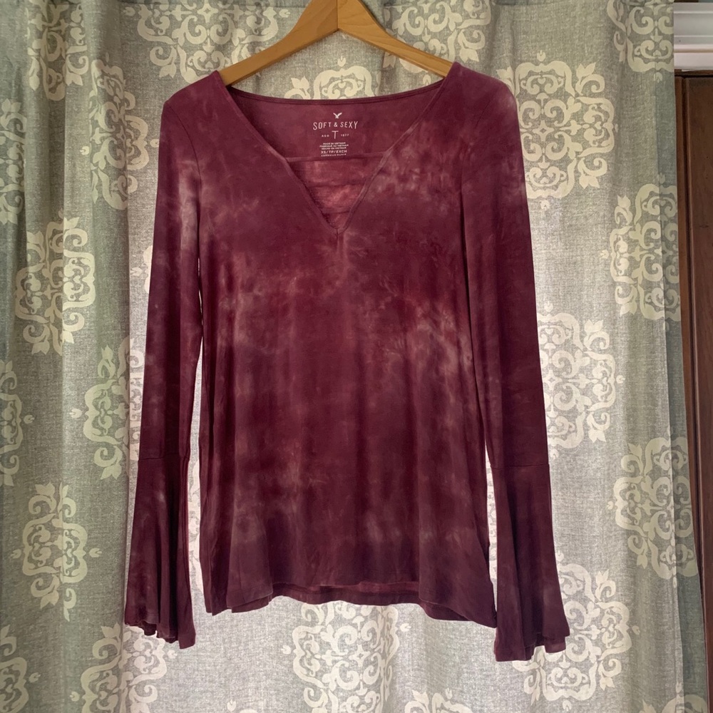 American Eagle Bell Sleeve Pink Shirt